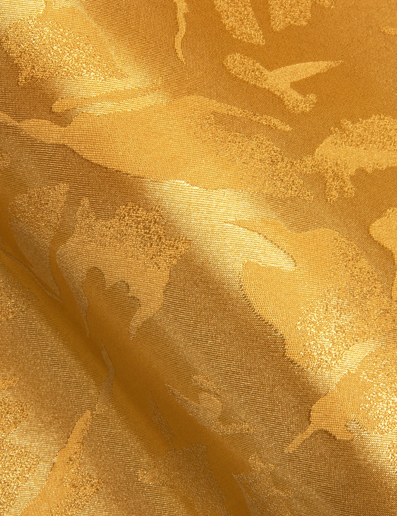 Gold Paisley Pattern Silk Men's Long Sleeve Shirt