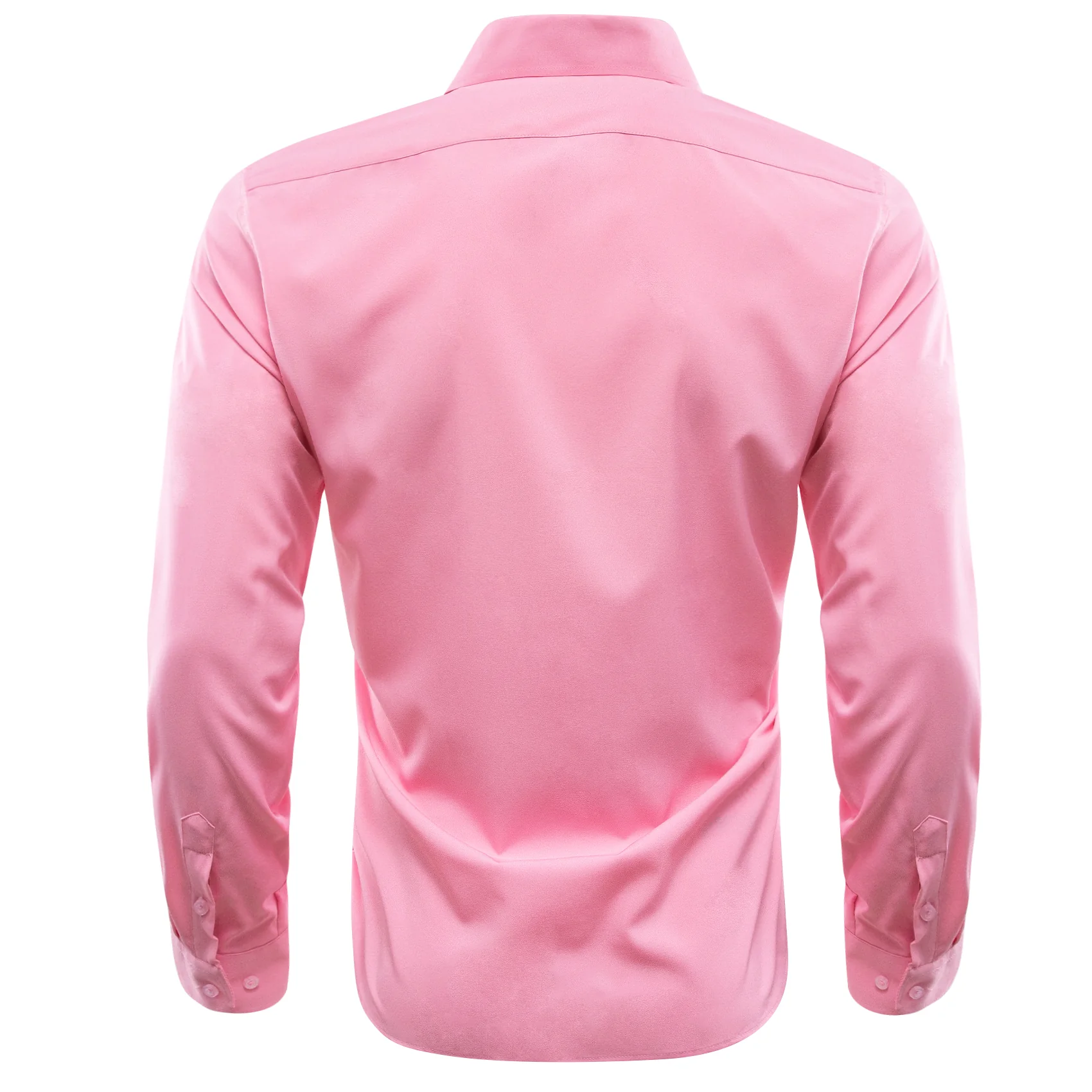 Petal Pink Solid Silk Men's Long Sleeve Shirt