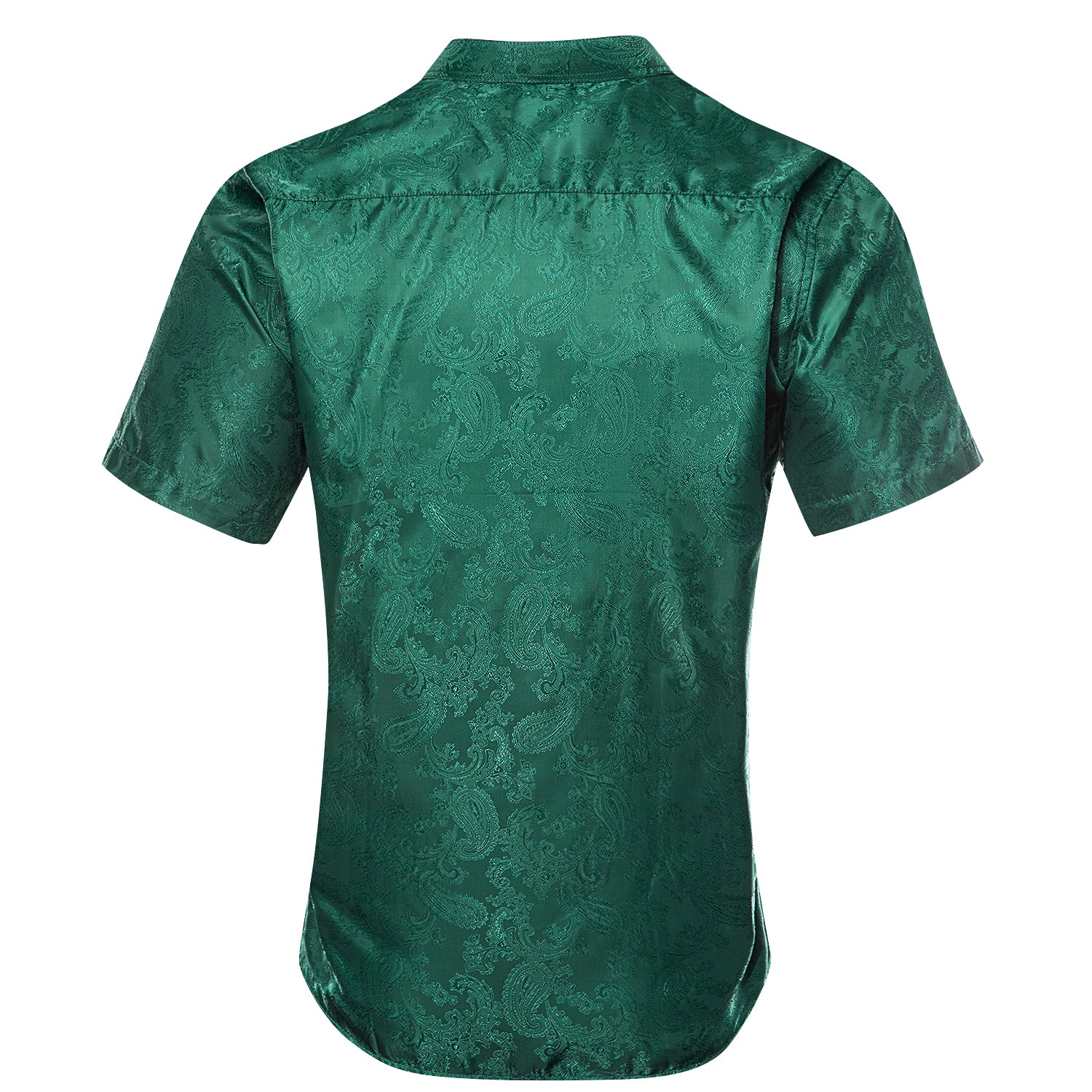 Dark Green Paisley Silk Men's Short Sleeve Shirt