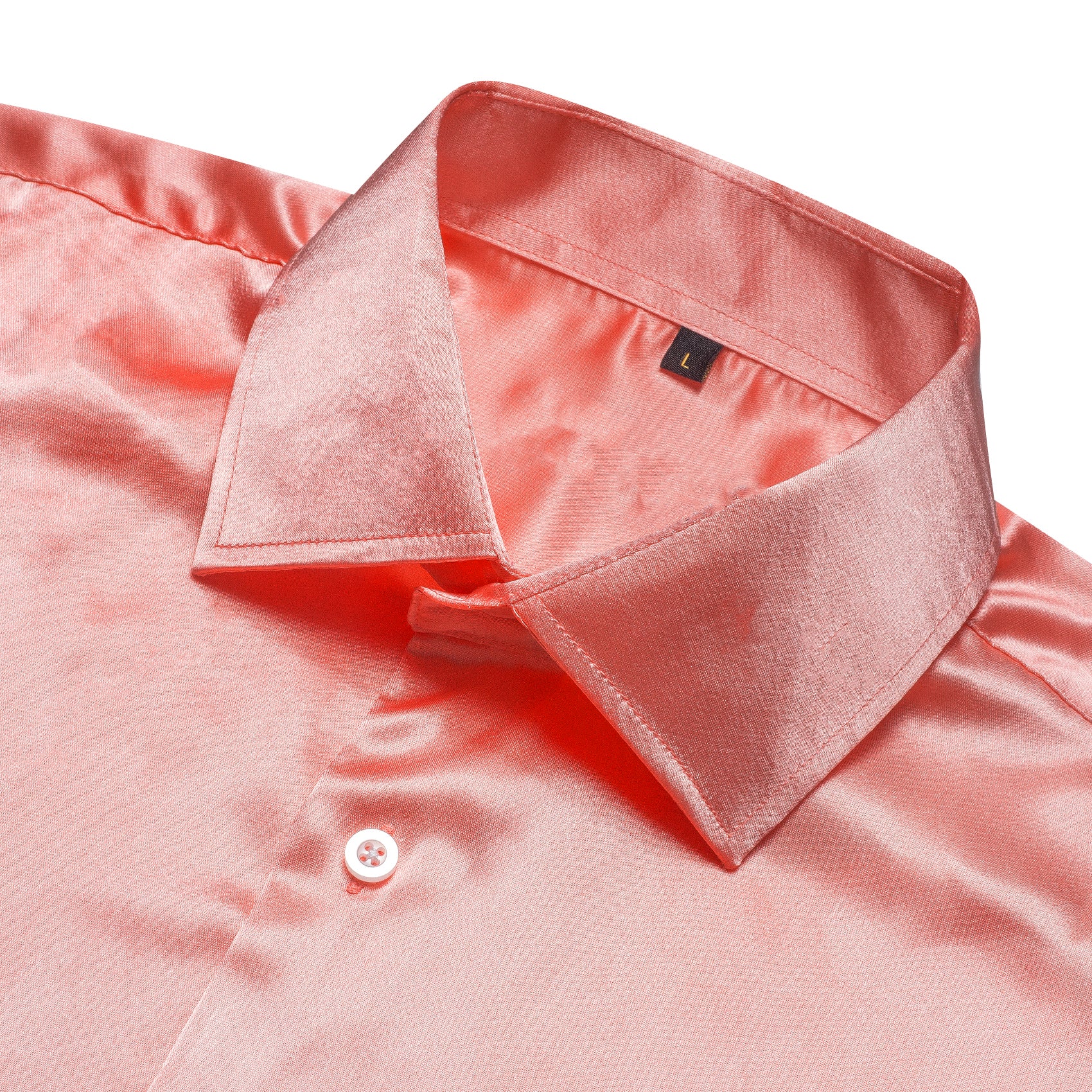 Pink Solid Silk Men's Long Sleeve Shirt