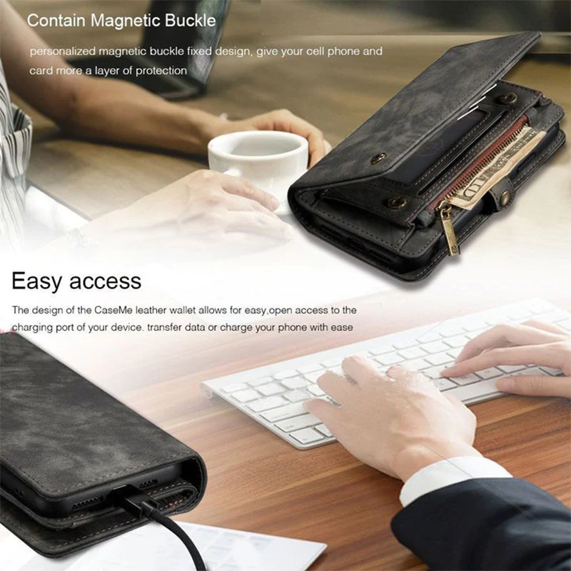 2 in 1Magnetic Wallet Detachable Case for Phone