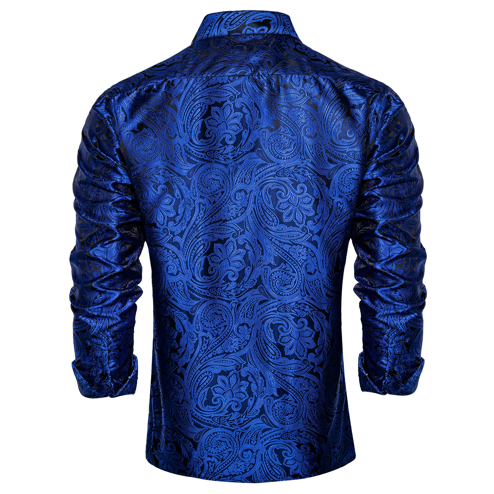 Blue Paisley Silk Men's Long Sleeve Shirt