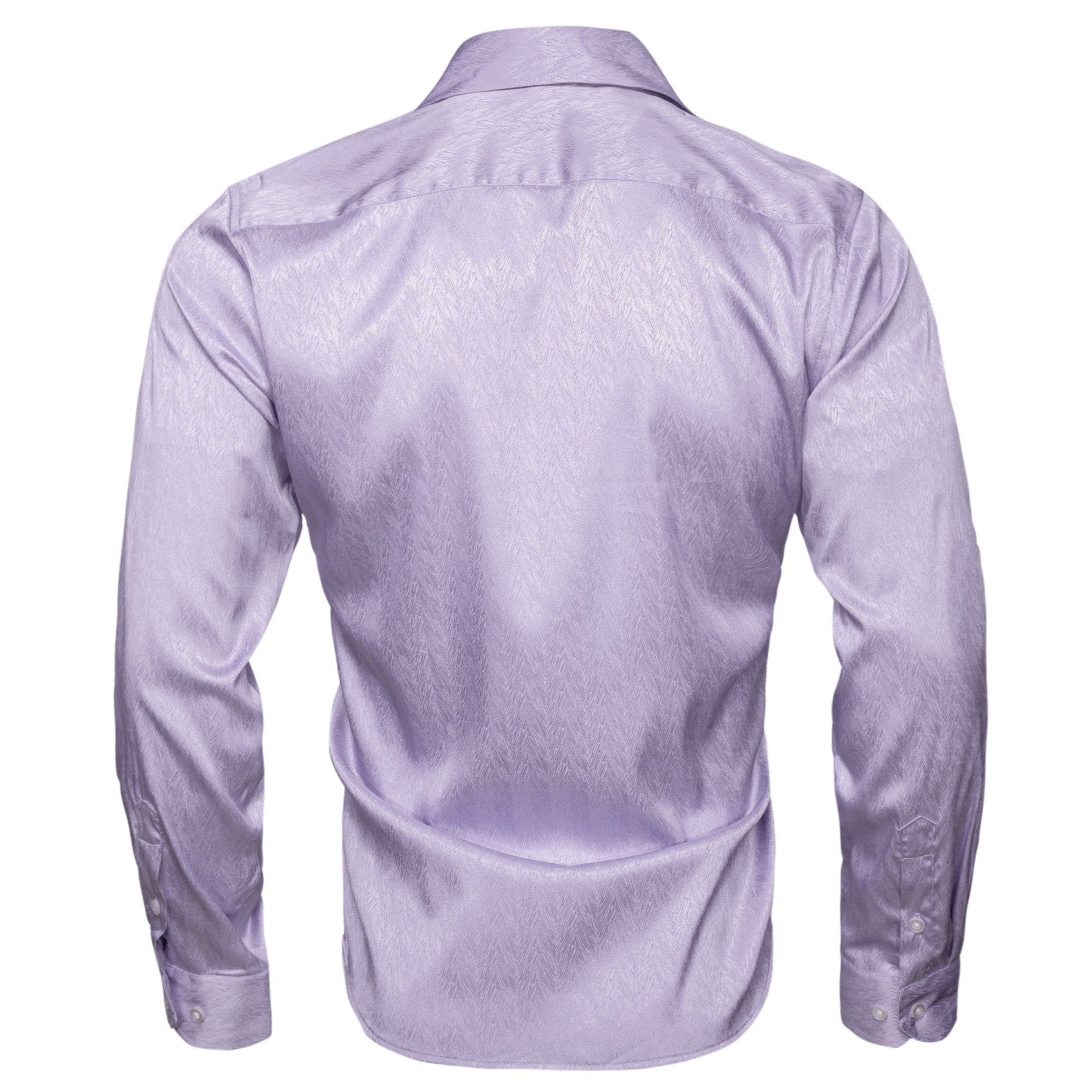 Light Purple Solid Woven Silk Men's Long Sleeve Shirt