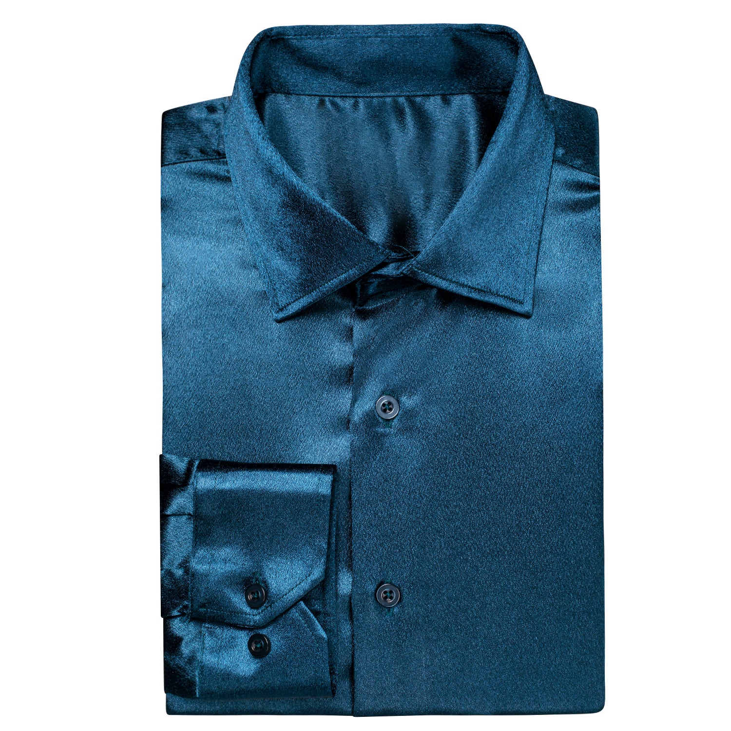 Classic Royal Blue Solid Silk Men's Long Sleeve Shirt