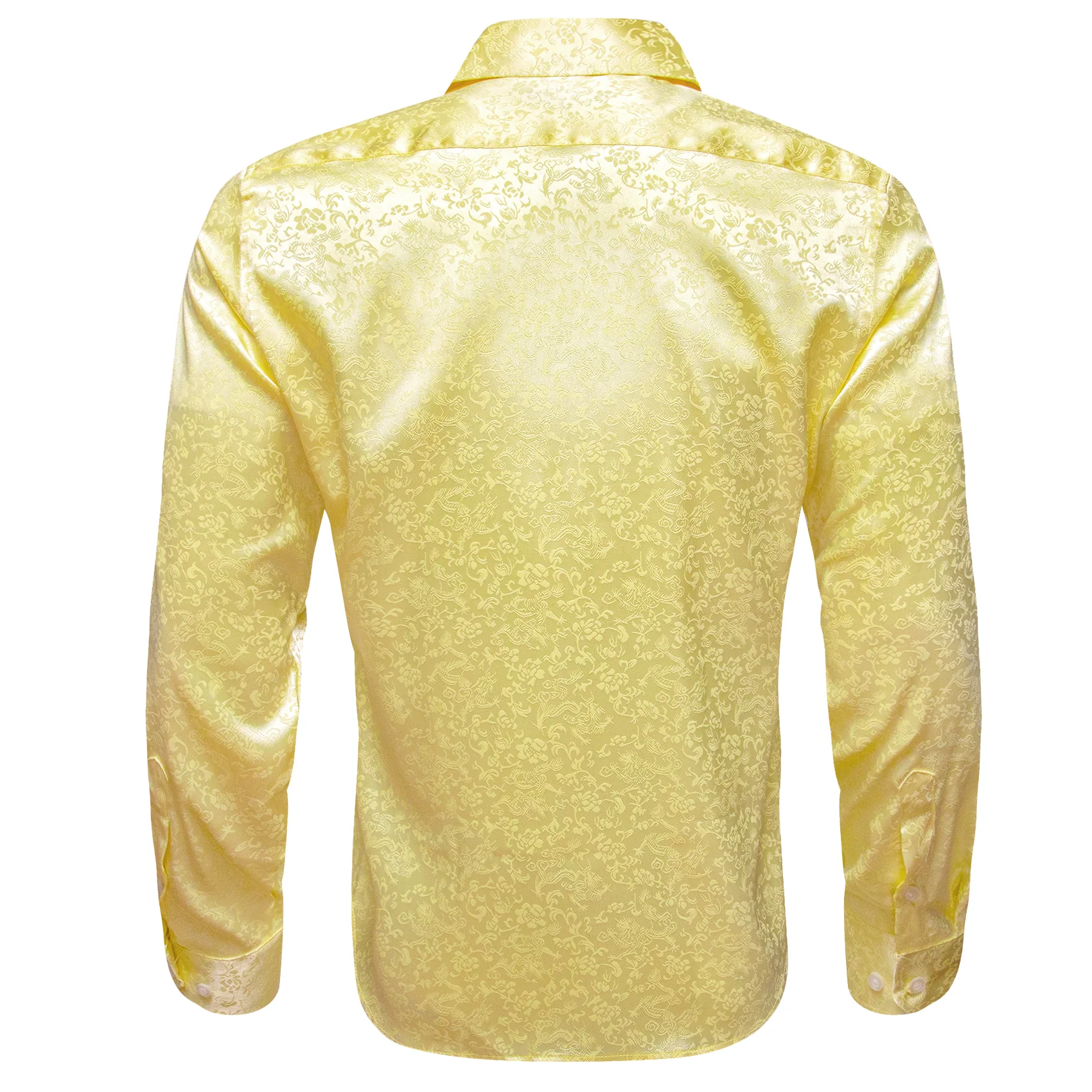 Pale Yellow Floral Men's Long Sleeve Shirt