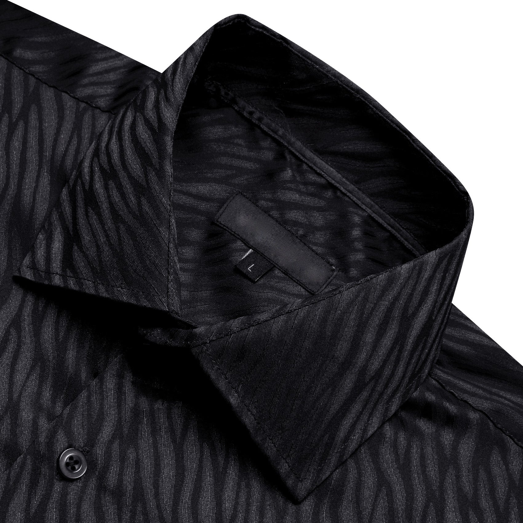Black Novelty Pattern Silk Men's Long Sleeve Shirt