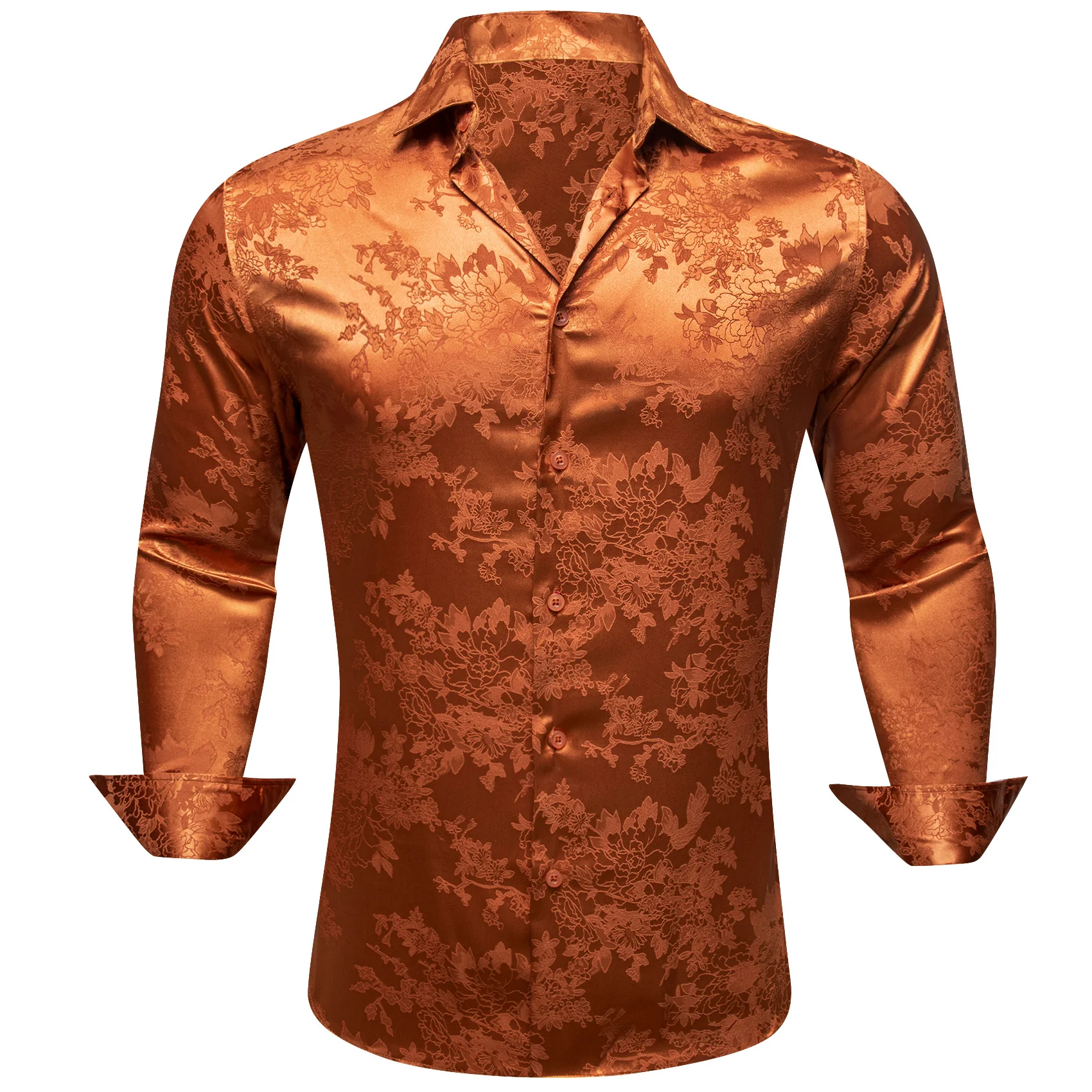 Chocolate Floral Leaf Men's Long Sleeve Shirt