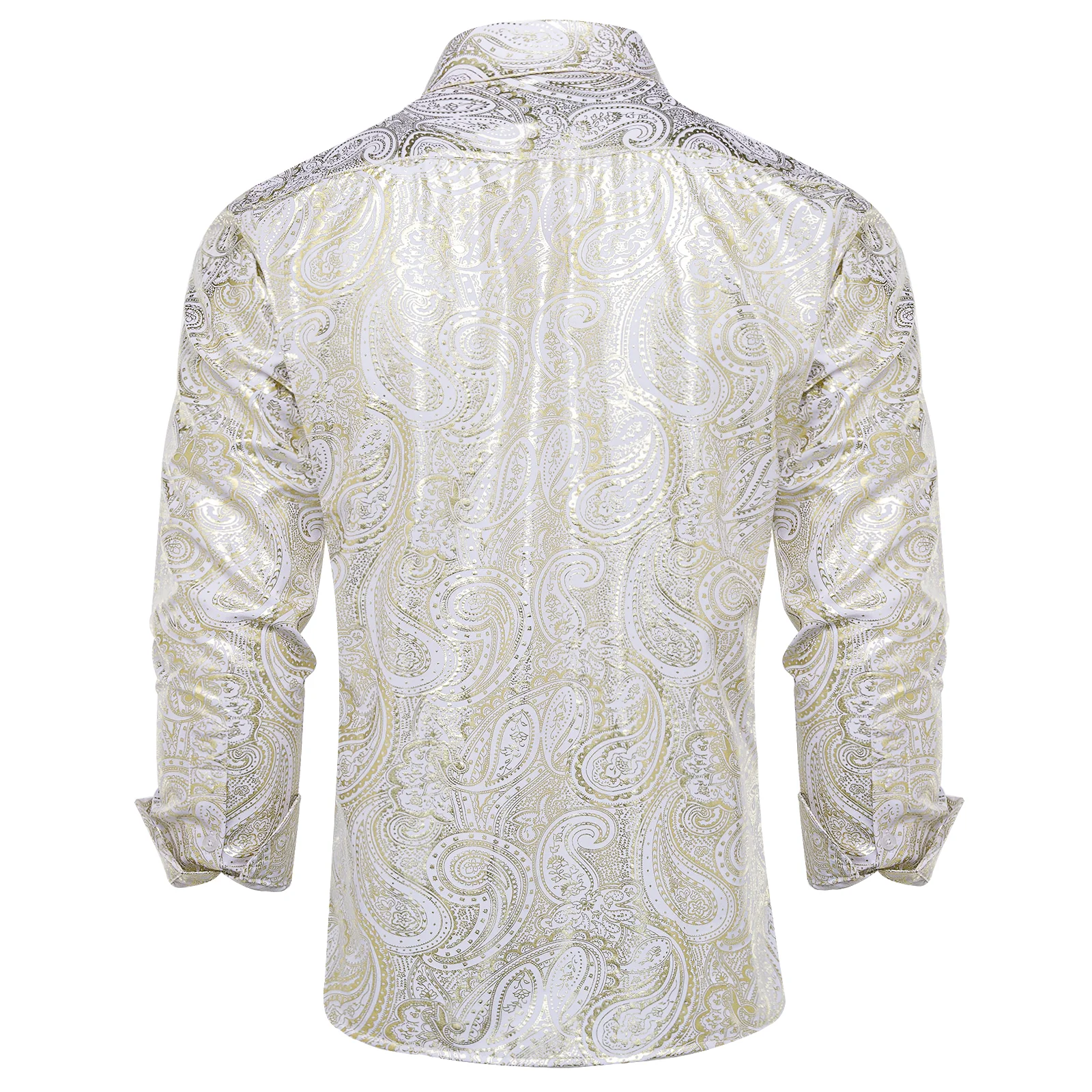 Yellow White Paisley Flower Hot Stamping Men's Long Sleeve Shirt