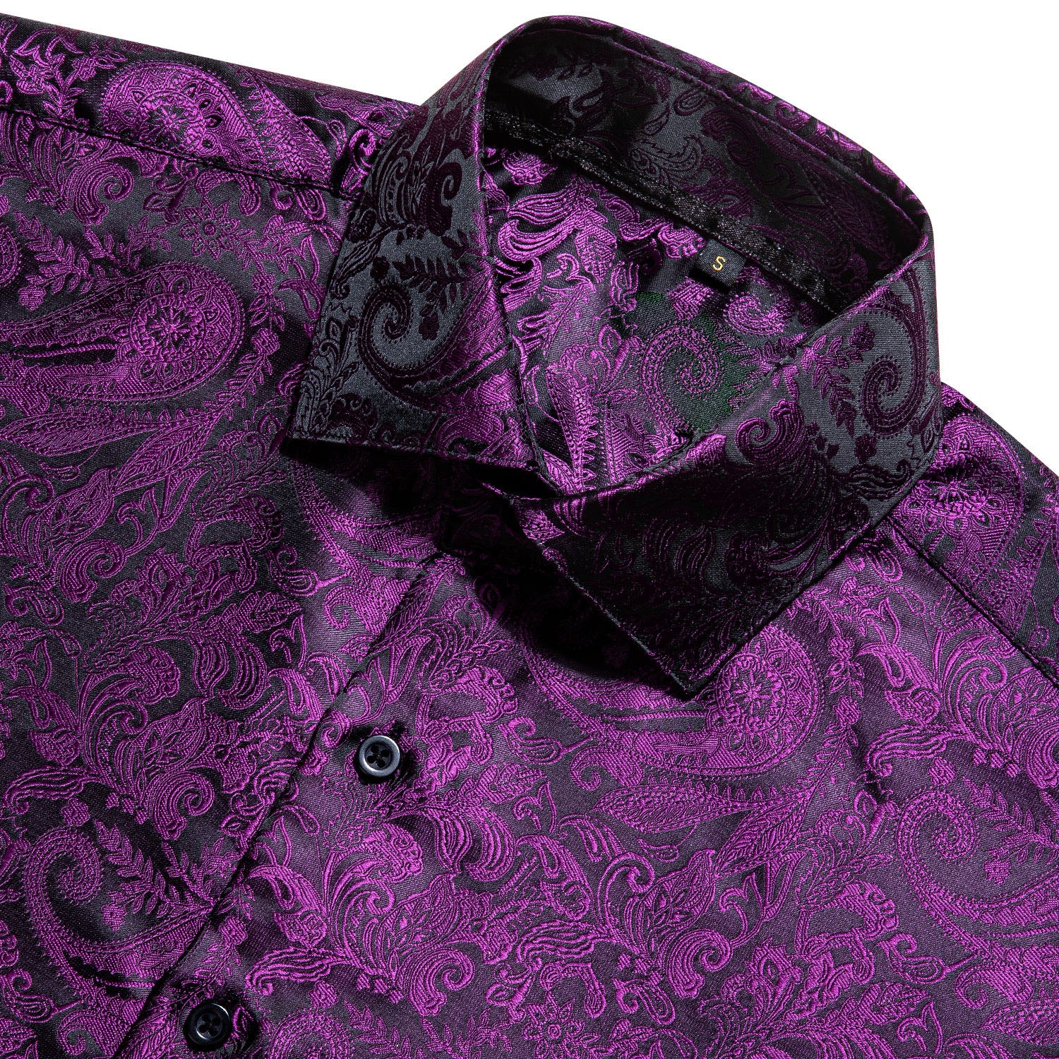 Deep Purple Paisley Silk Men's Short Sleeve Shirt