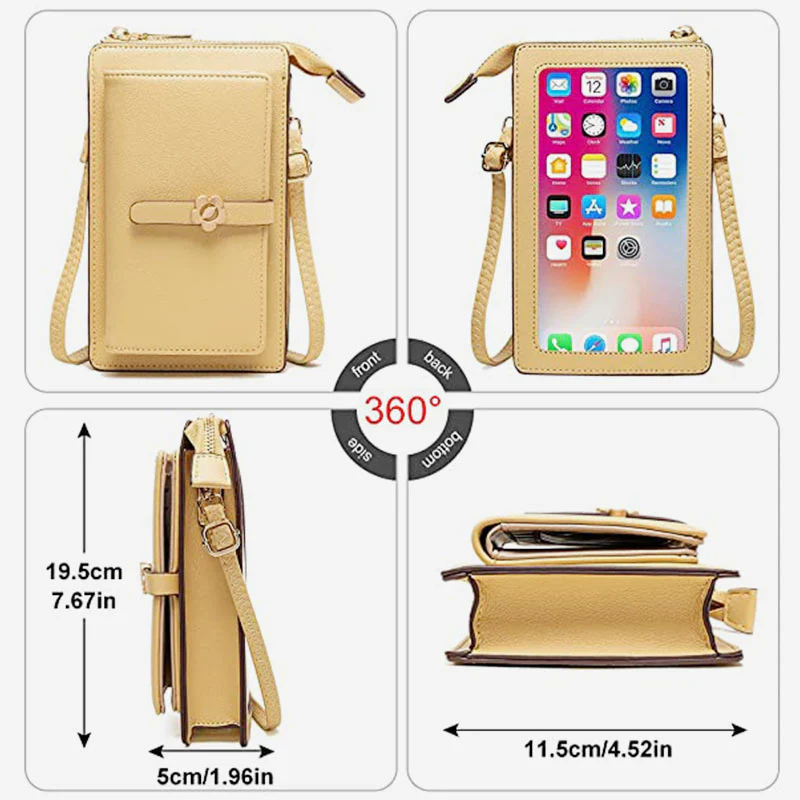 Lightweight Elegant Crossbody Phone Bag with Touchscreen Window