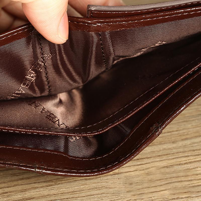 Large Capacity Trifold Genuine Leather Wallet
