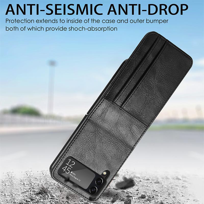 Samsung Galaxy Z Flip& Z Flip 3 4 Phone Case Leather Phone Bag with Multi-Slot