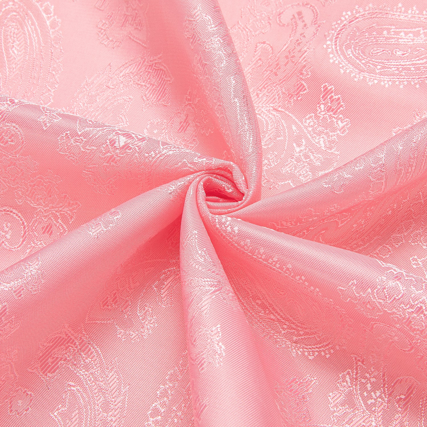 Coral Pink Solid Satin Men's Long Sleeve Shirt