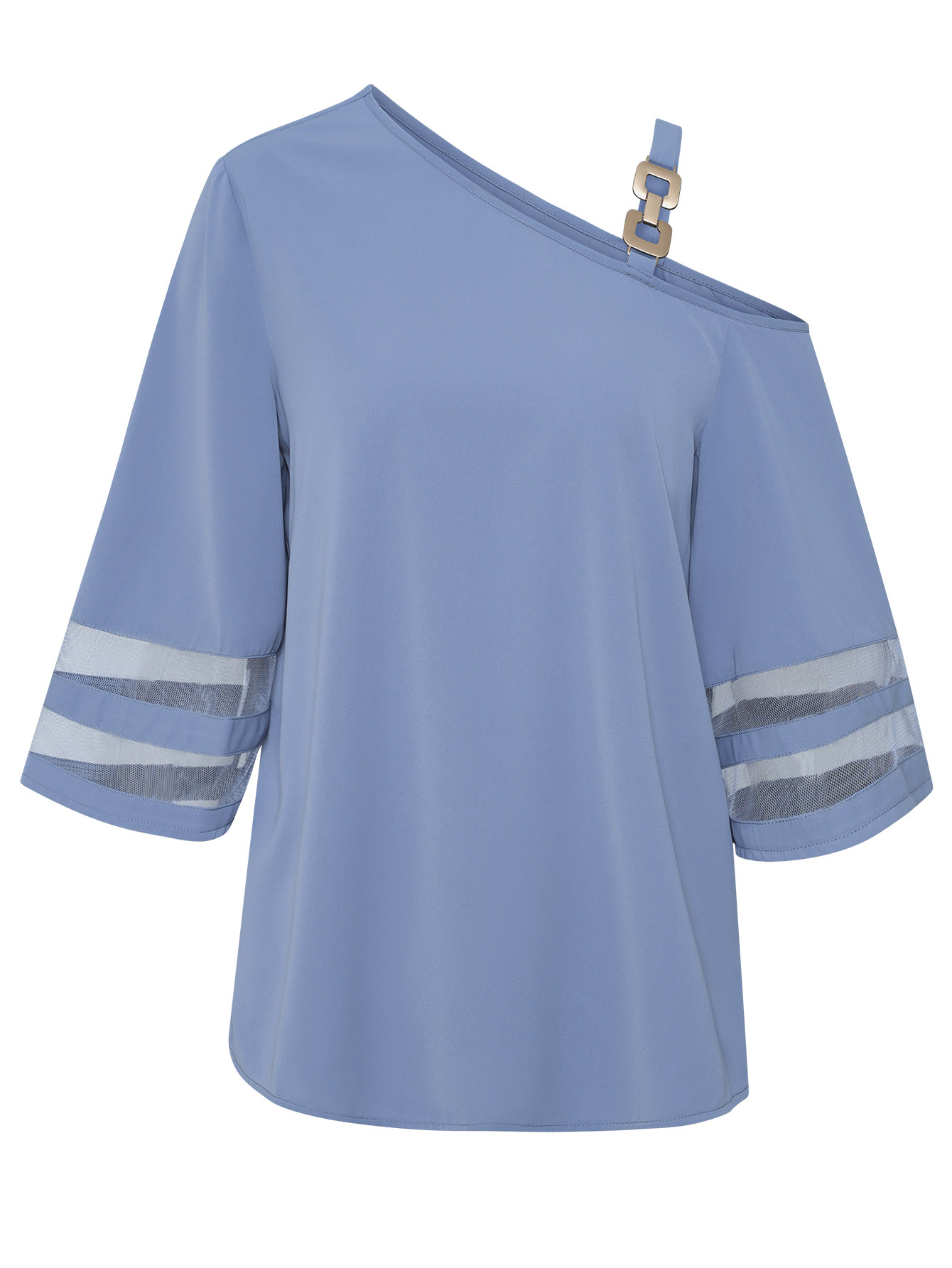 Women Chain-Strap Asymmetrical Tops Half Length Sleeves