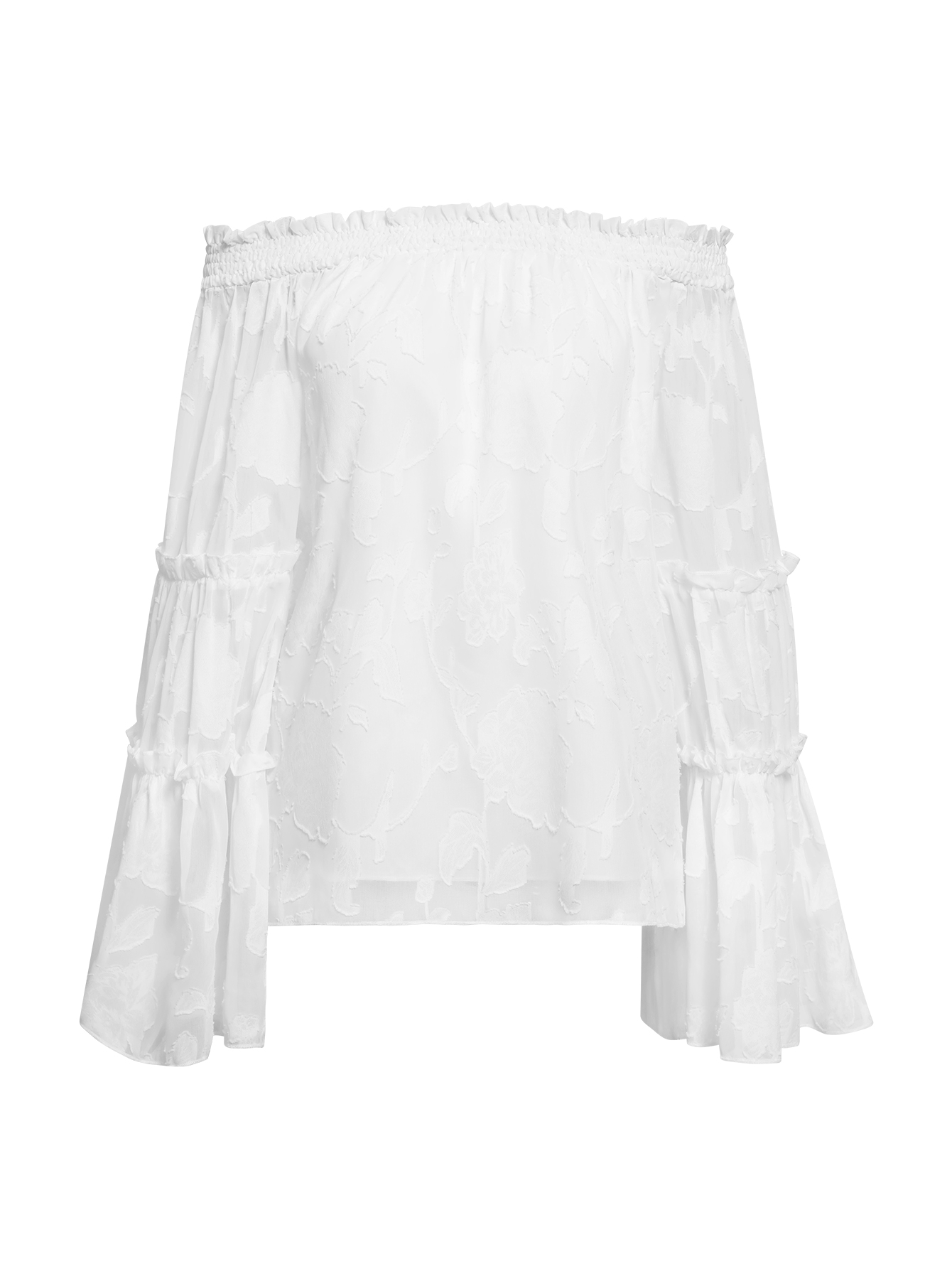 Women Floral Tiered Bell Sleeve Off-Shoulder Tops