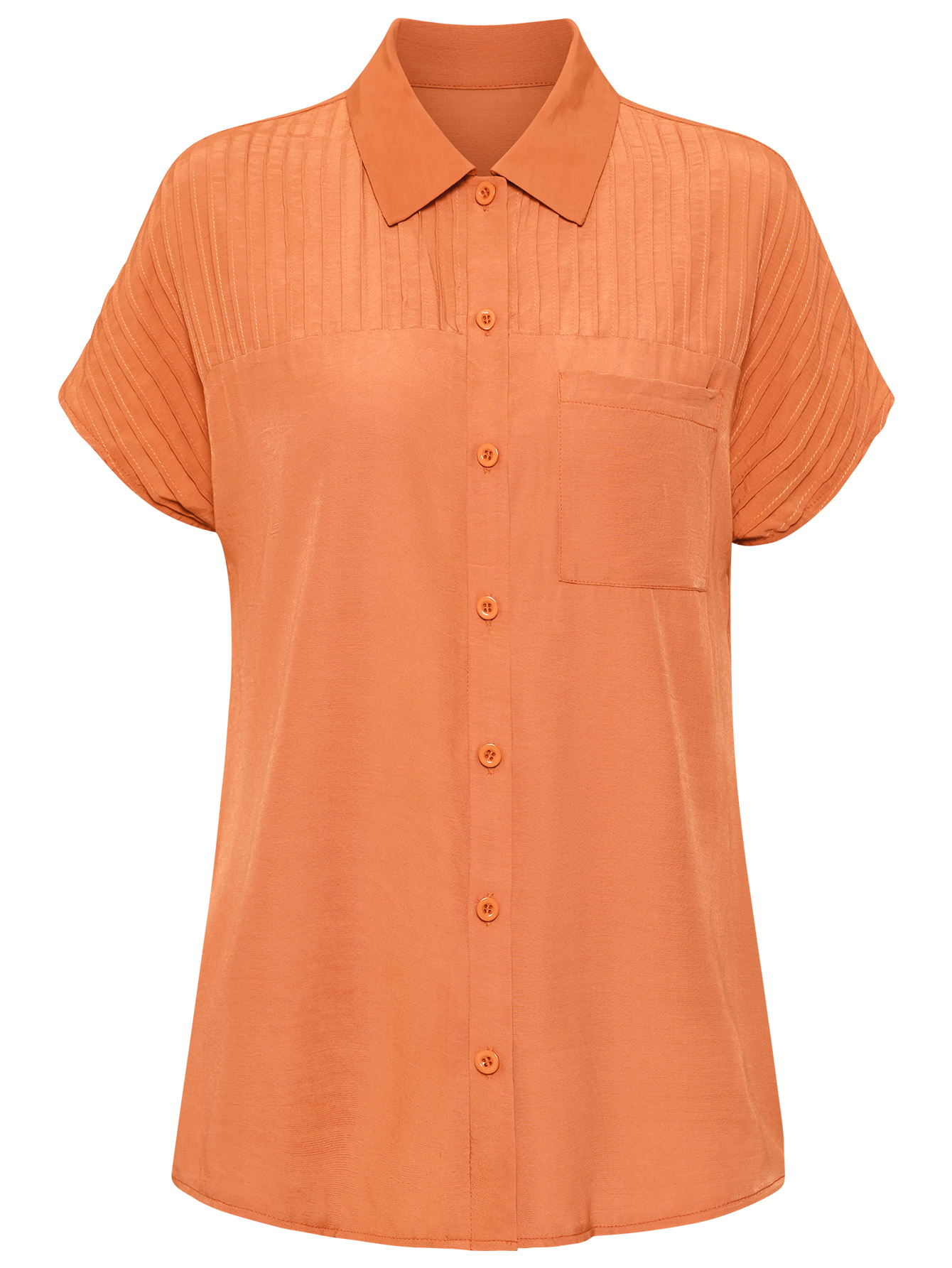 Women Button Down Short Sleeves Shirt with Pocket Lapel Collar