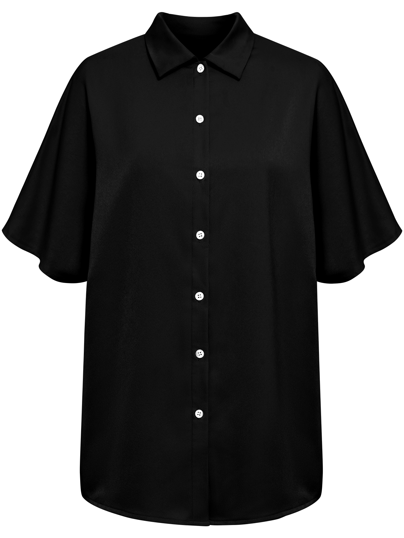 Women Lapel Collar Medium Length Sleeves Shirt Button Down Tops