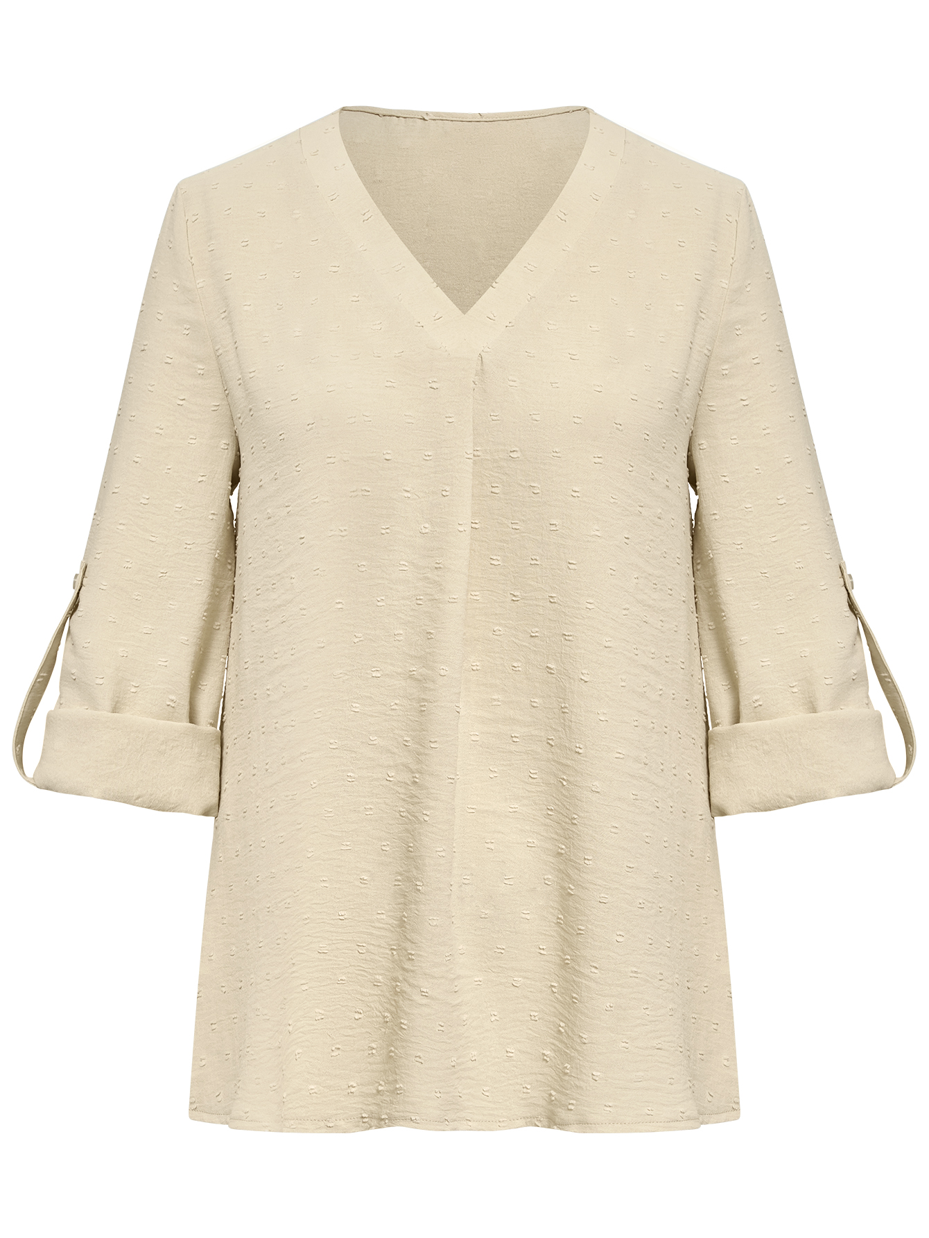 Women Swiss Dot V-Neck Half Sleeve Tops Loose Summer Shirt