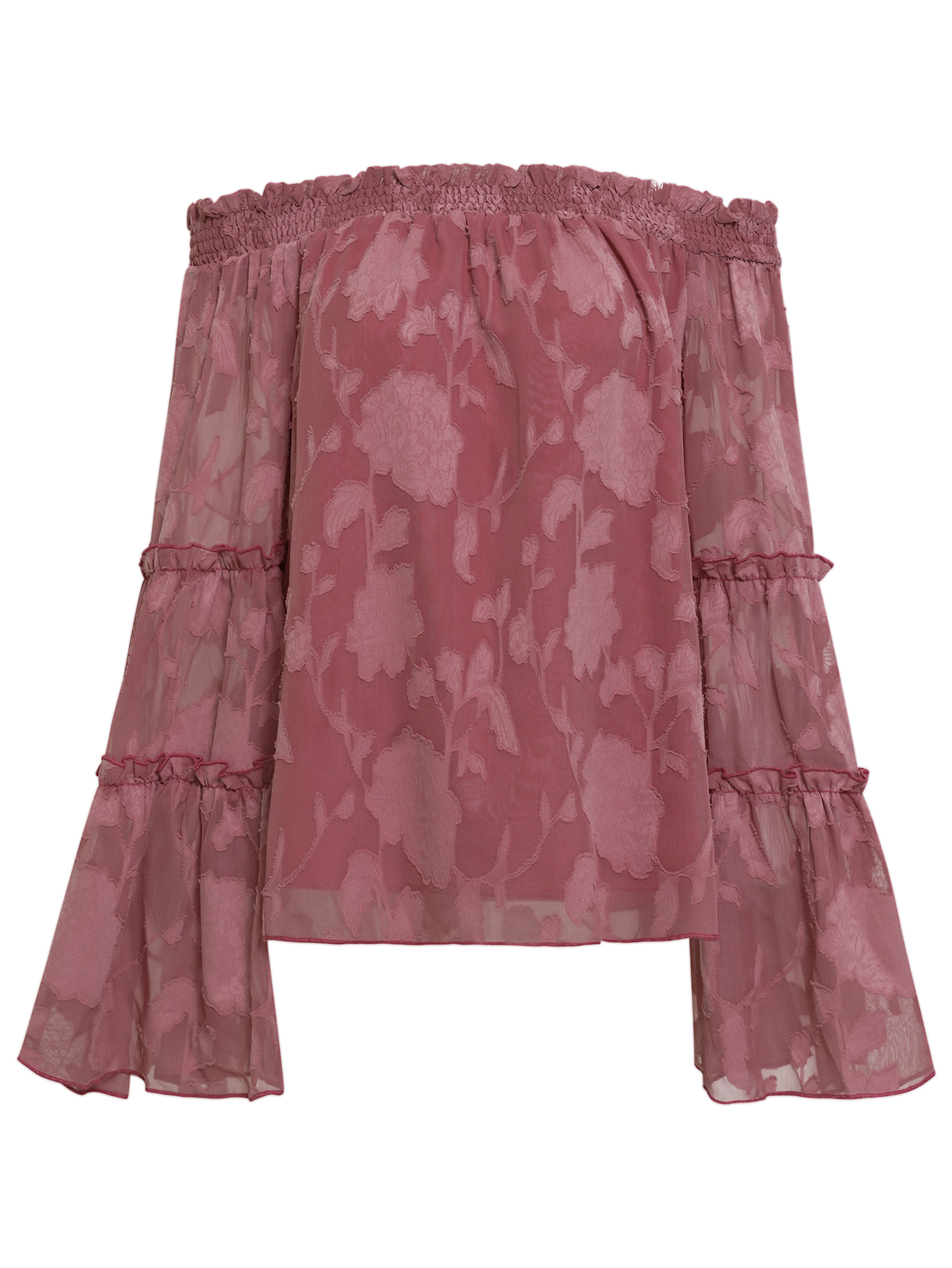 Women Floral Tiered Bell Sleeve Off-Shoulder Tops