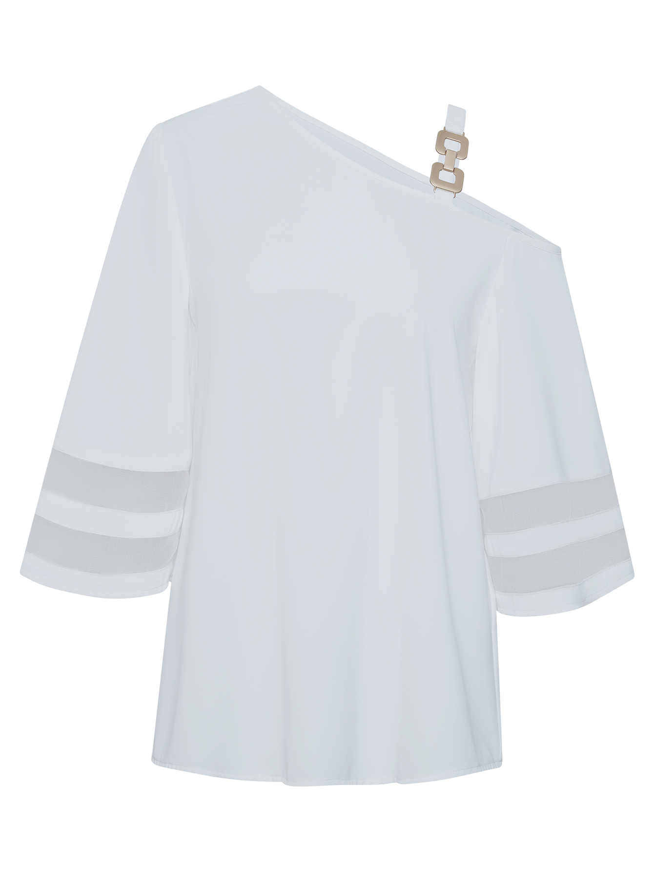 Women Chain-Strap Asymmetrical Tops Half Length Sleeves