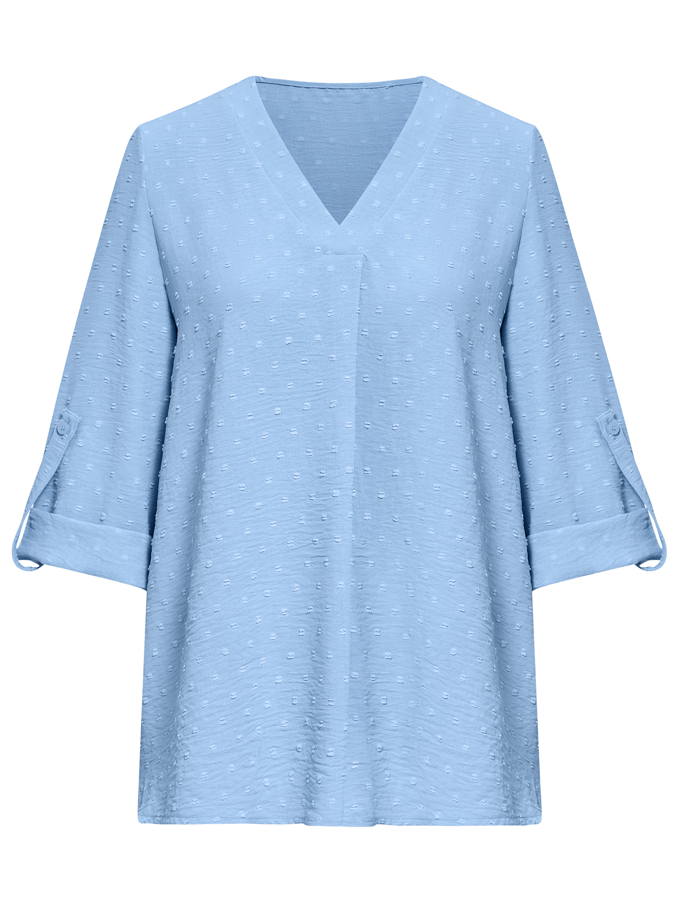 Women Swiss Dot V-Neck Half Sleeve Tops Loose Summer Shirt