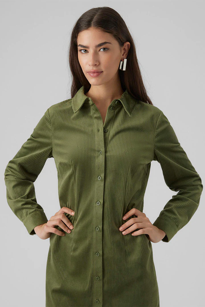 Trim Short Shirt Dress