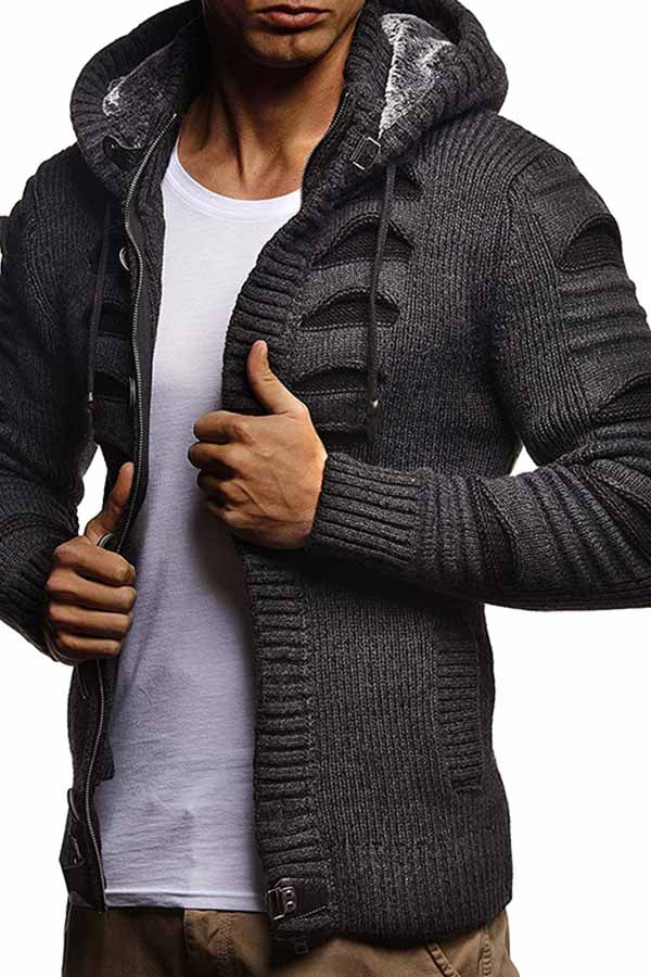 Men's Hooded Knit Cardigan Jacket