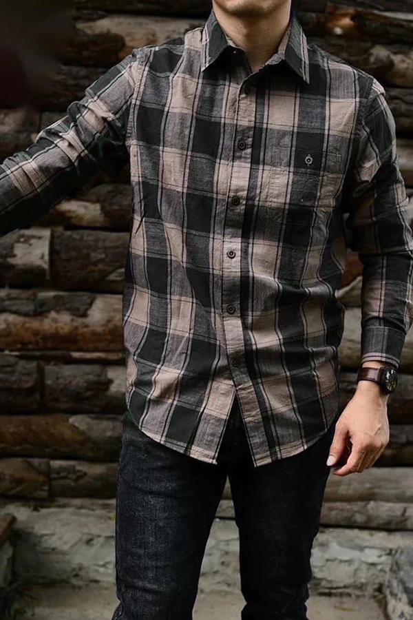 Check men's casual shirt