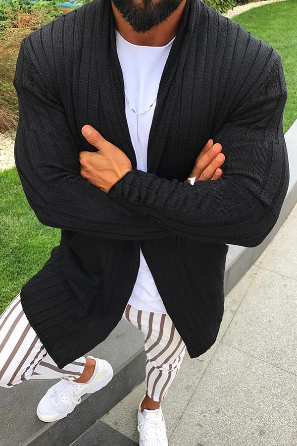 Men's Long-sleeved Cardigan Lapel Sweater Top