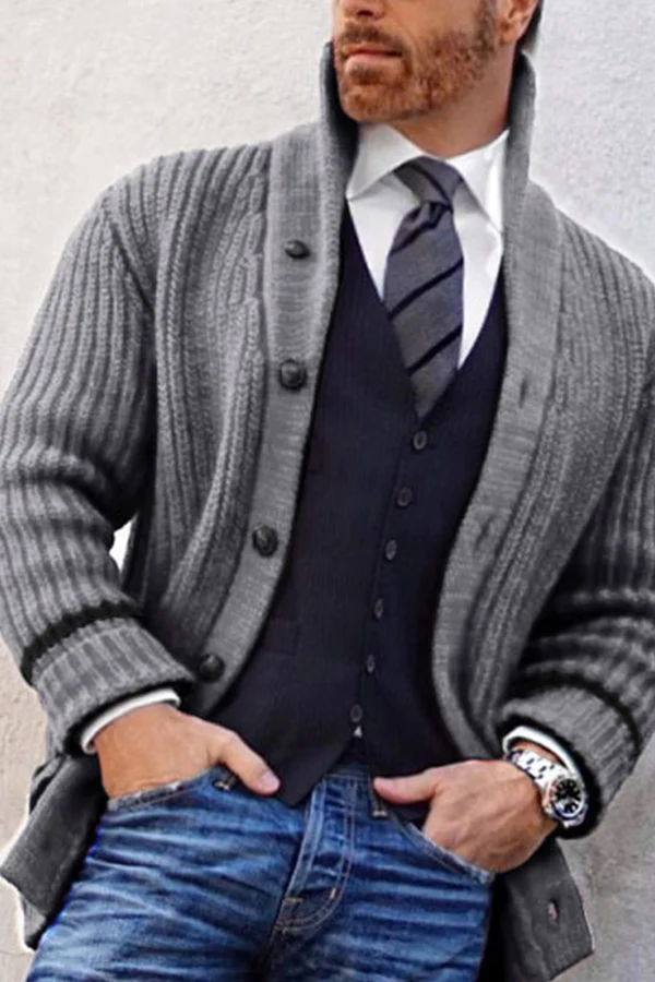 Men's Leisure Comfort Half-high Collar Sweater Button Jacket