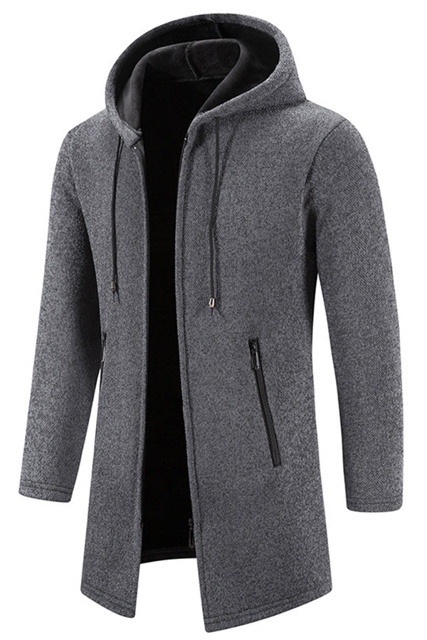 hooded sweater zipped cardigan