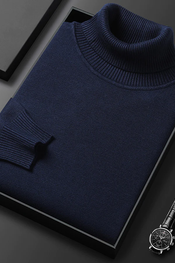 Men's Solid Color Turtleneck Sweater