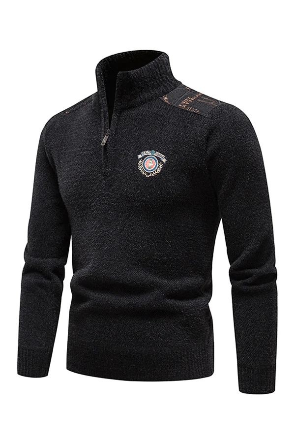 Men's Slim Stand Collar Pullover Sweater