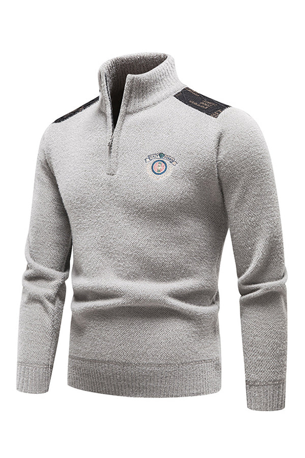 Men's Slim Stand Collar Pullover Sweater
