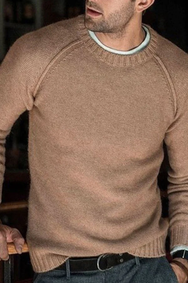 Men's Crew Neck Solid Color Sweater