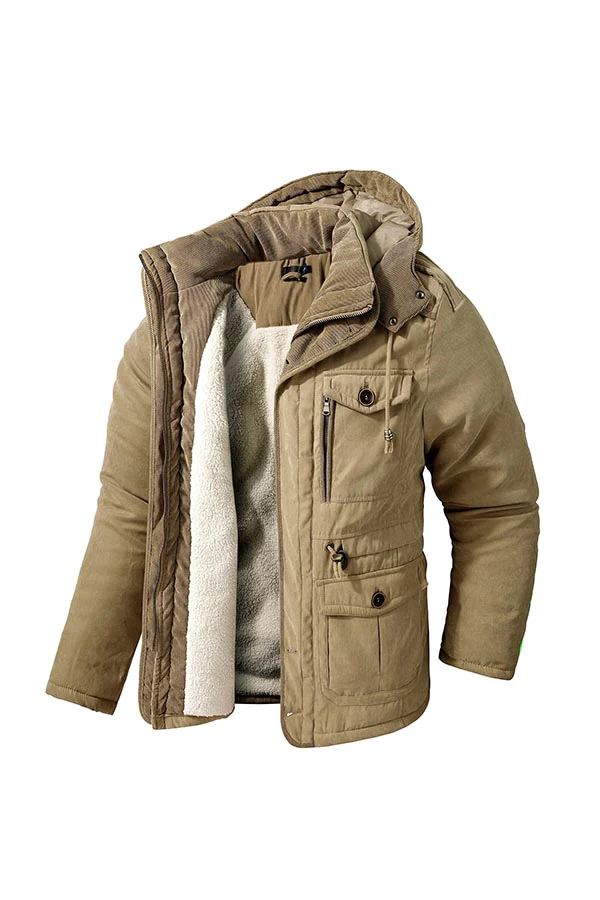 multi-pocket hooded cotton jacket