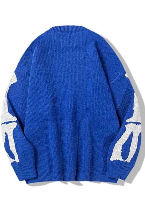 Men's Long Sleeve Skull Jacquard Sweater