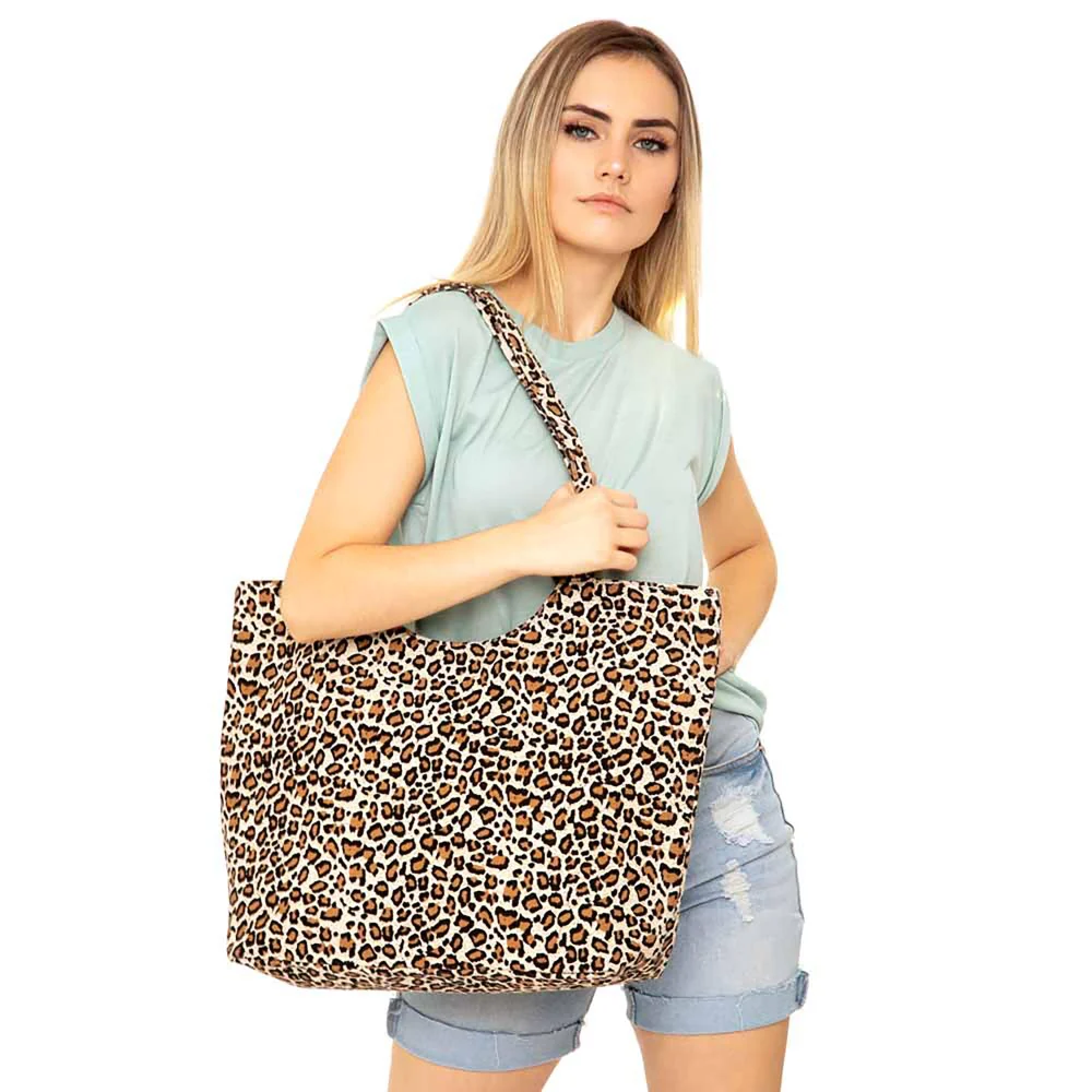 Leopard Print Canvas Tote Bags