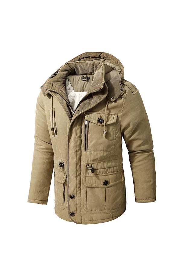 multi-pocket hooded cotton jacket