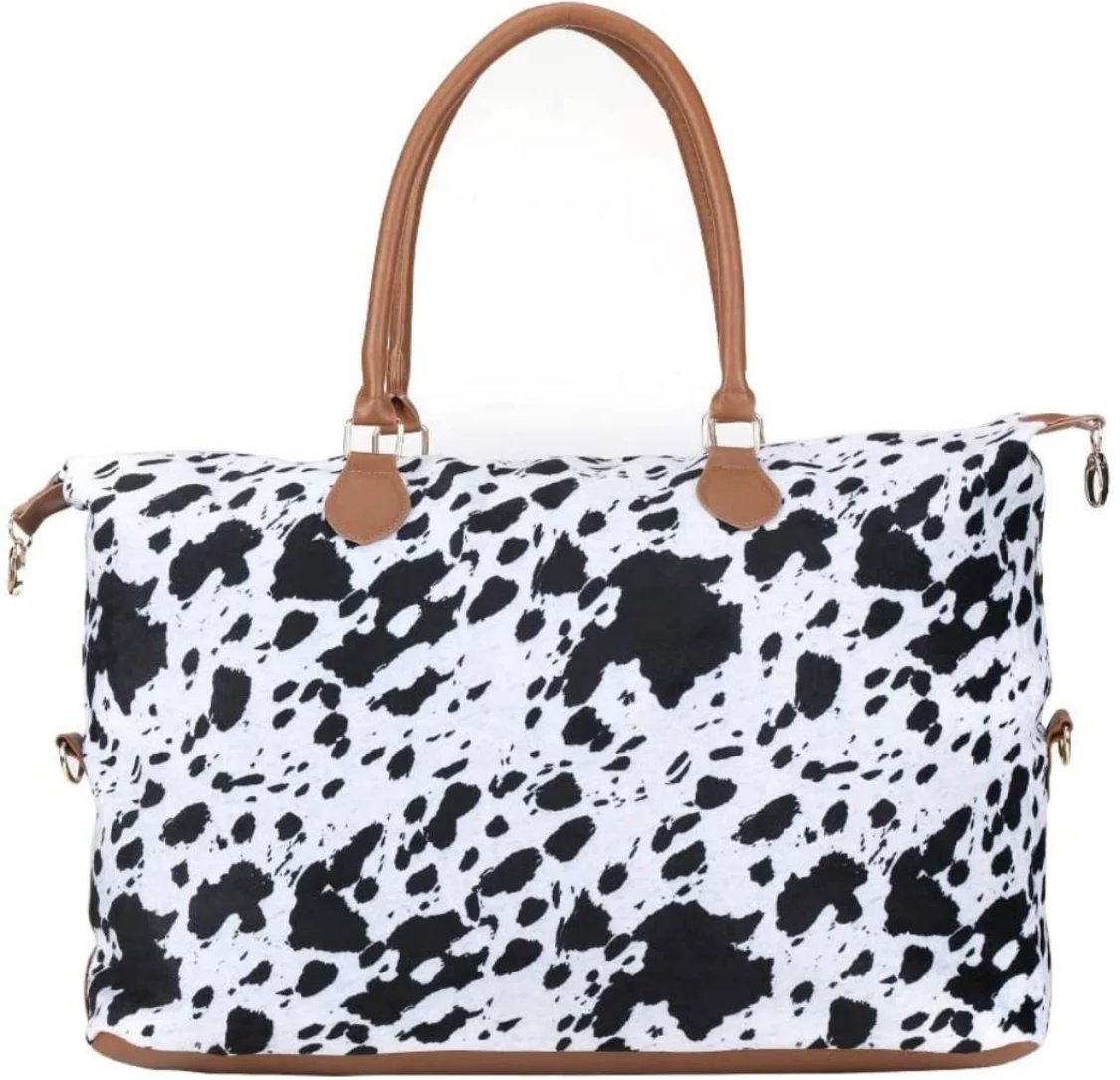 Large Cow Print Weekender Bag
