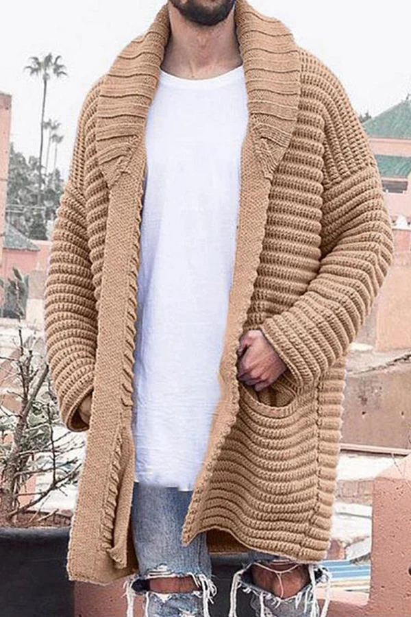 Men's Striped Pocket Knitted Cardigan