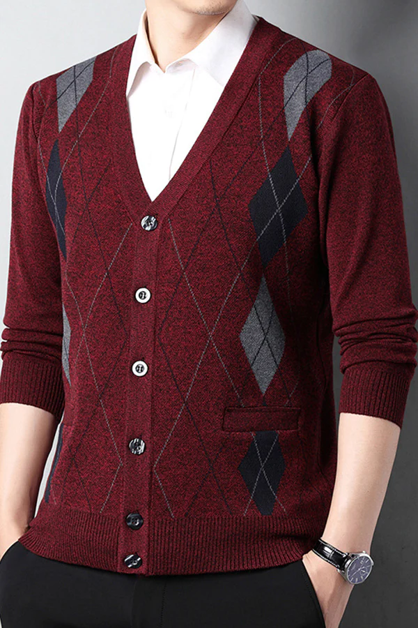 Check casual knit sweater