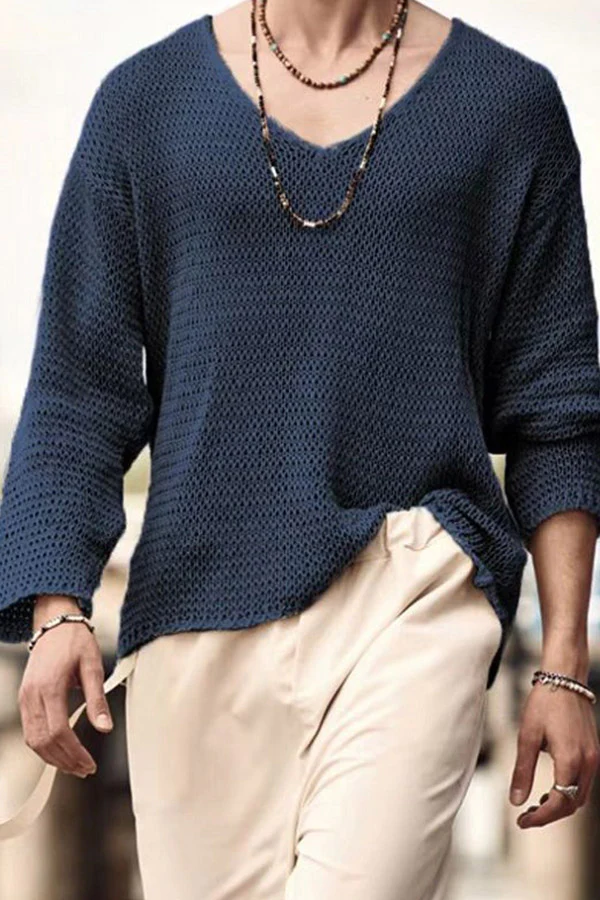 V neck casual men's sweater