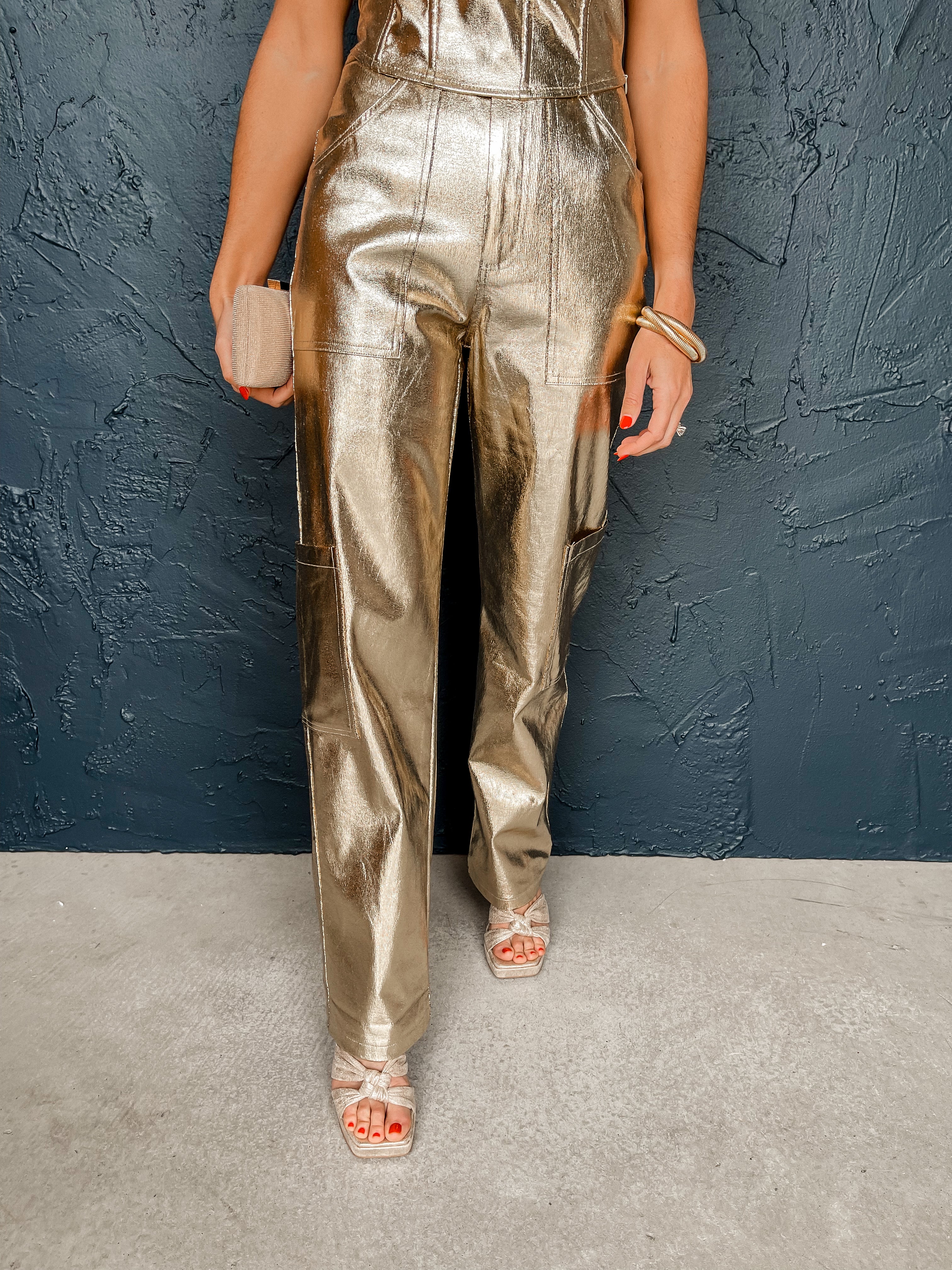 Whimsical Days Metallic Vegan Leather Pants