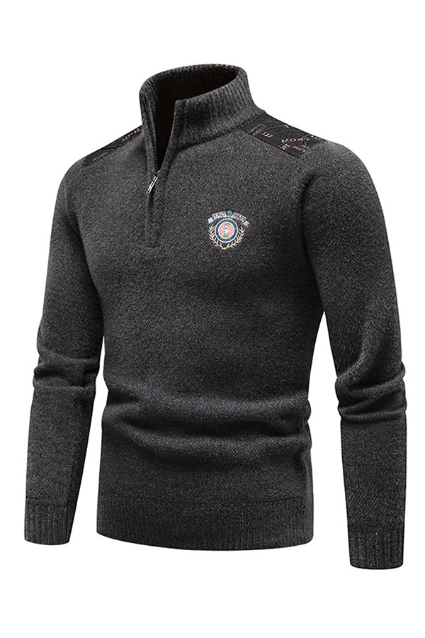 Men's Slim Stand Collar Pullover Sweater