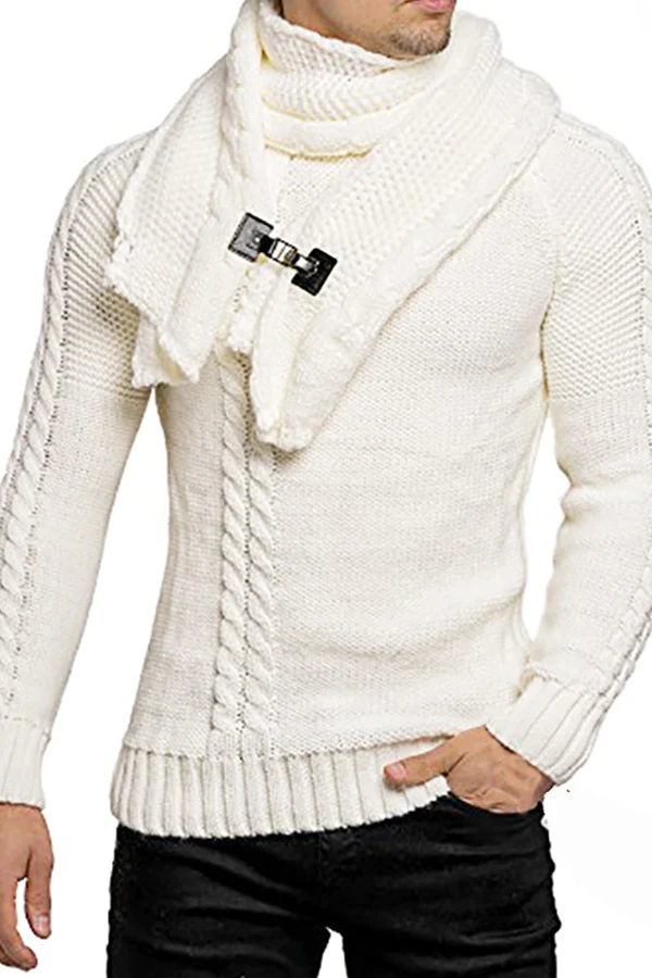 Men's Sweater Neck Slim Pullover Knit Sweater