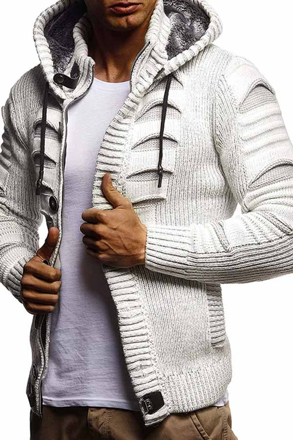 Men's Hooded Knit Cardigan Jacket