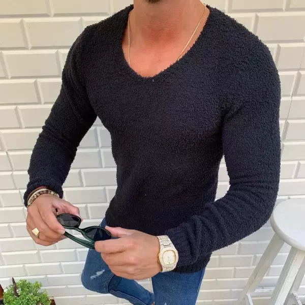 Casual Solid Color Round Neck Knit Sweater