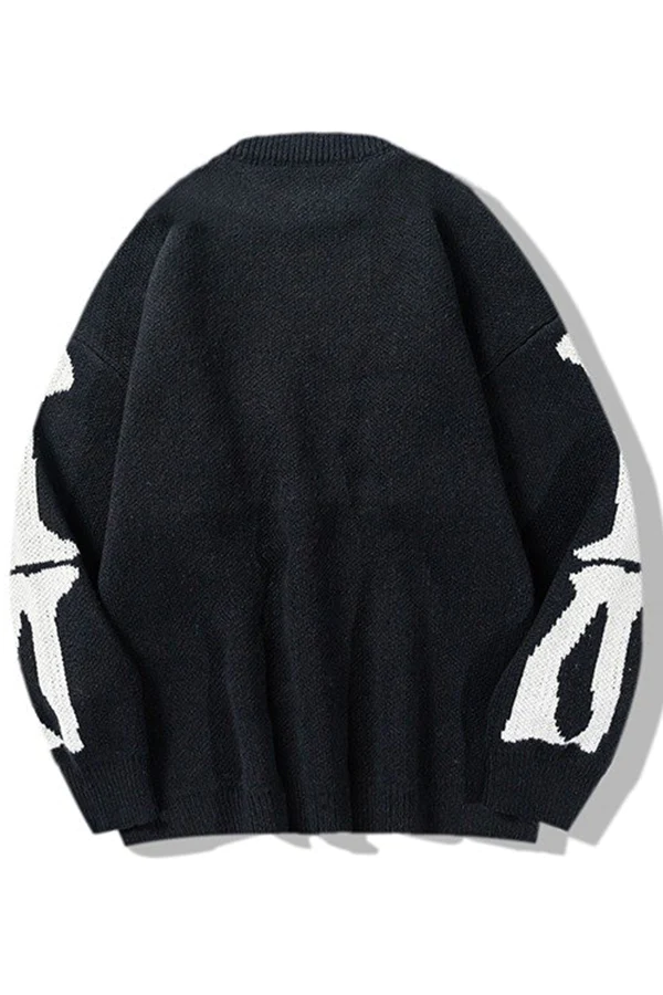 Men's Long Sleeve Skull Jacquard Sweater