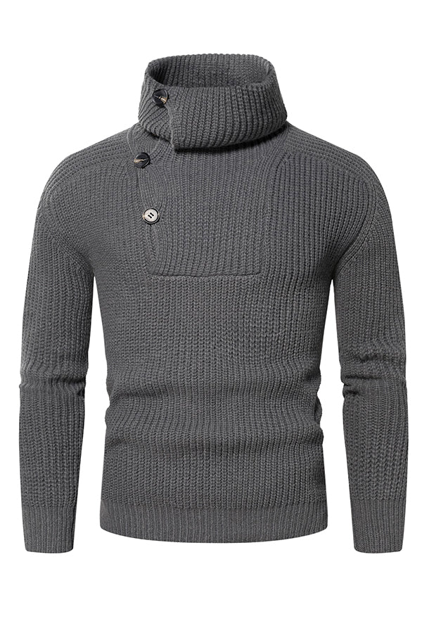 Men Turtleneck Button Front Sweater